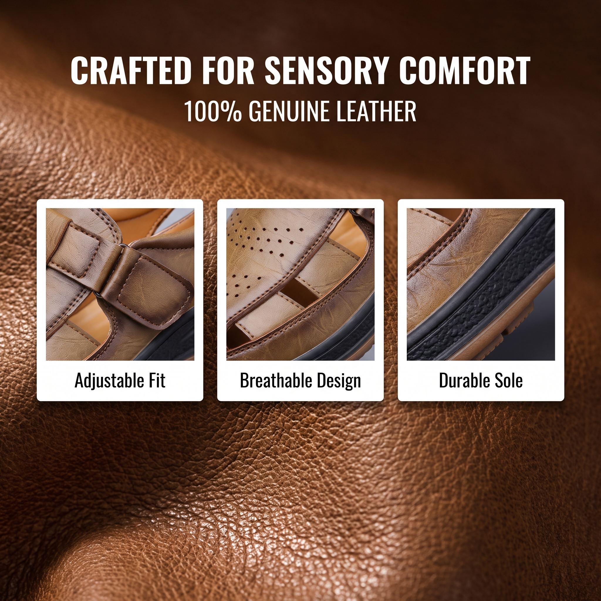 ⏰Last Day! 45% OFF  🔥MANTRAFF®Men's Handmade Genuine Leather Breathable Orthopedic Sandals