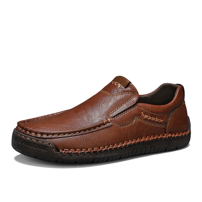 mens handmade cowhide No-glue orthopedic loafers