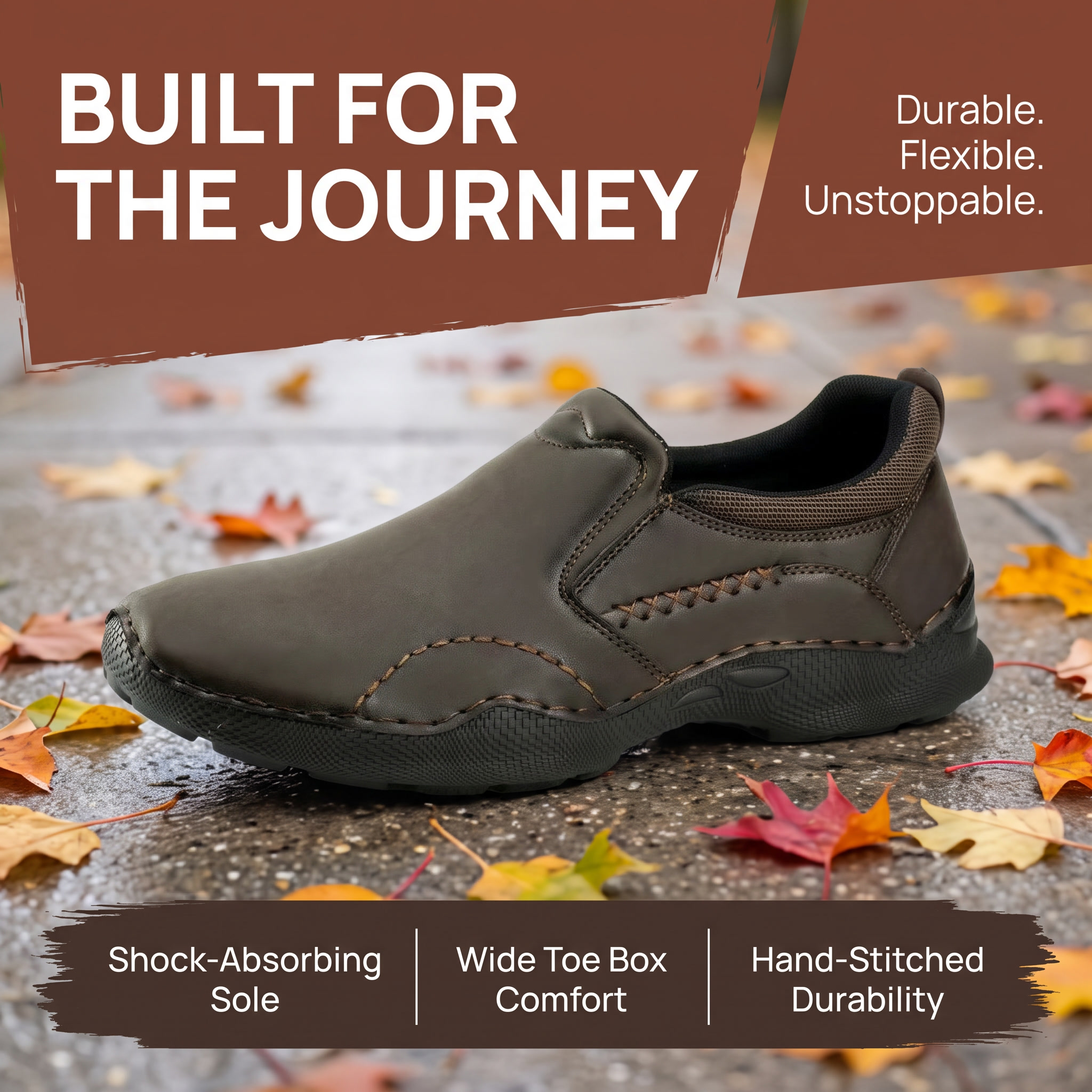 ⏰Last Day! 45% OFF  🔥MANTRAFF®Men's Hand‑Stitched Slip‑On Leather Shoes, Casual Outdoor Loafers
