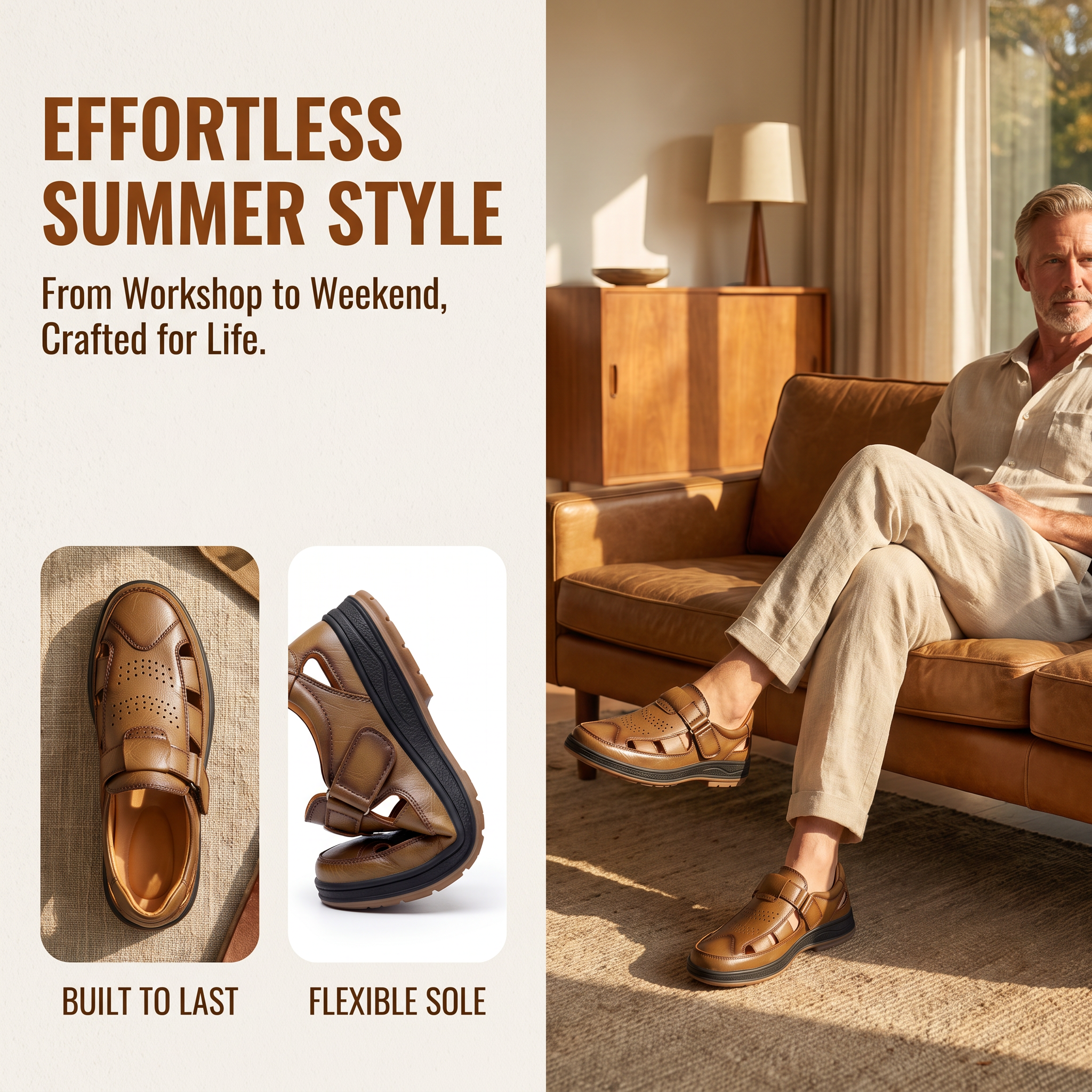 ⏰Last Day! 45% OFF  🔥MANTRAFF®Men's Handmade Genuine Leather Breathable Orthopedic Sandals