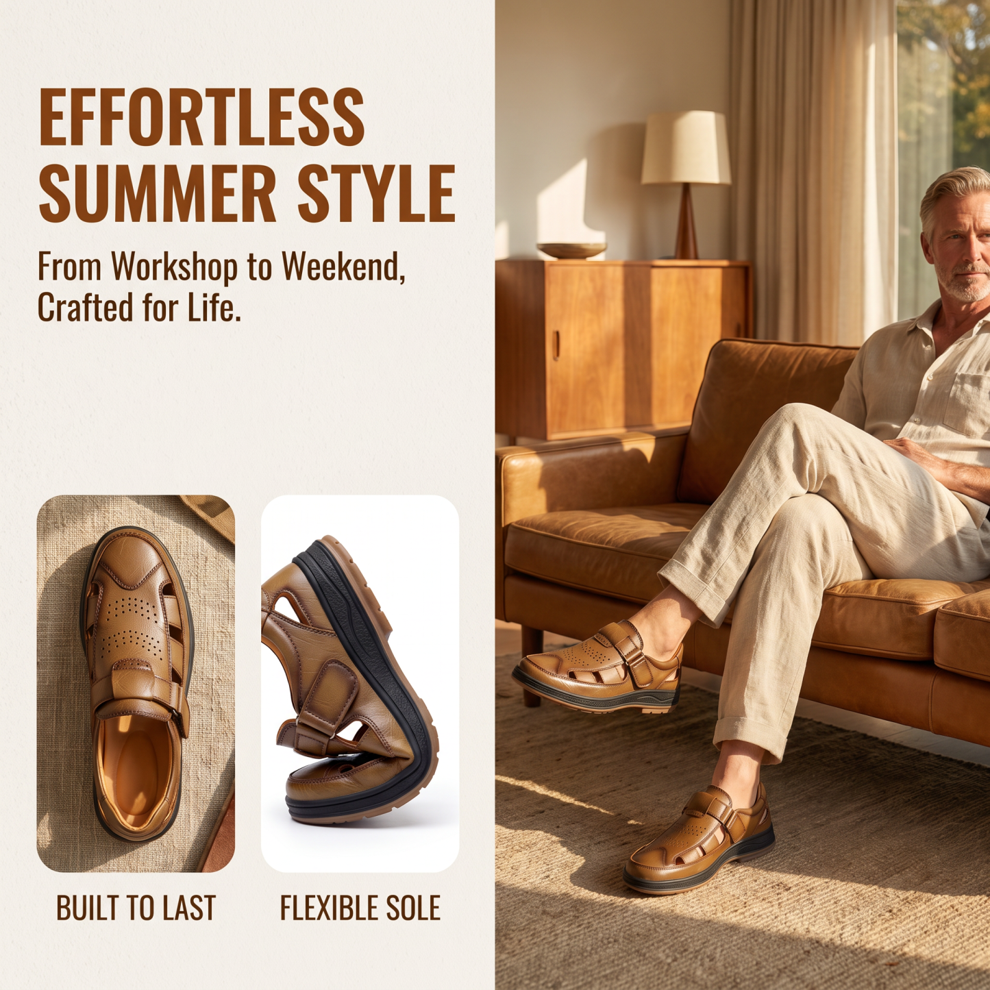⏰Last Day! 45% OFF  🔥MANTRAFF®Men's Handmade Genuine Leather Breathable Orthopedic Sandals