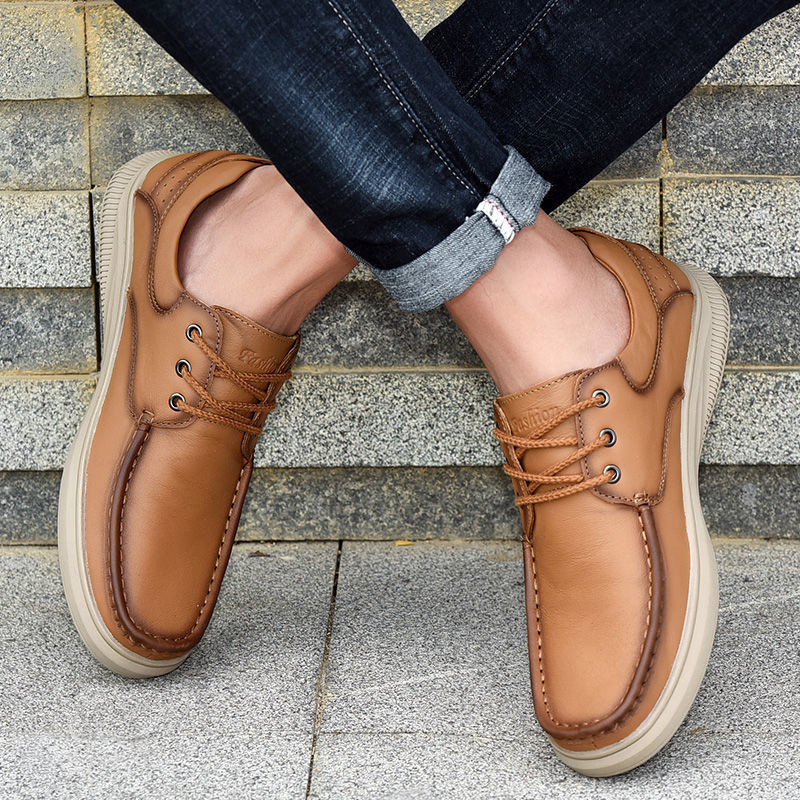 mens handmade cowhide casual shoes