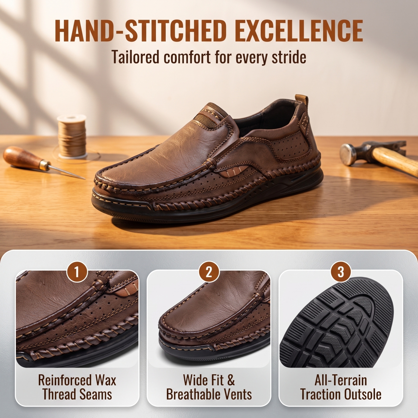  MANTRAFF®Men's Handmade Genuine Leather Orthopedic Loafers 