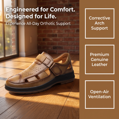 ⏰Last Day! 45% OFF  🔥MANTRAFF®Men's Handmade Genuine Leather Breathable Orthopedic Sandals