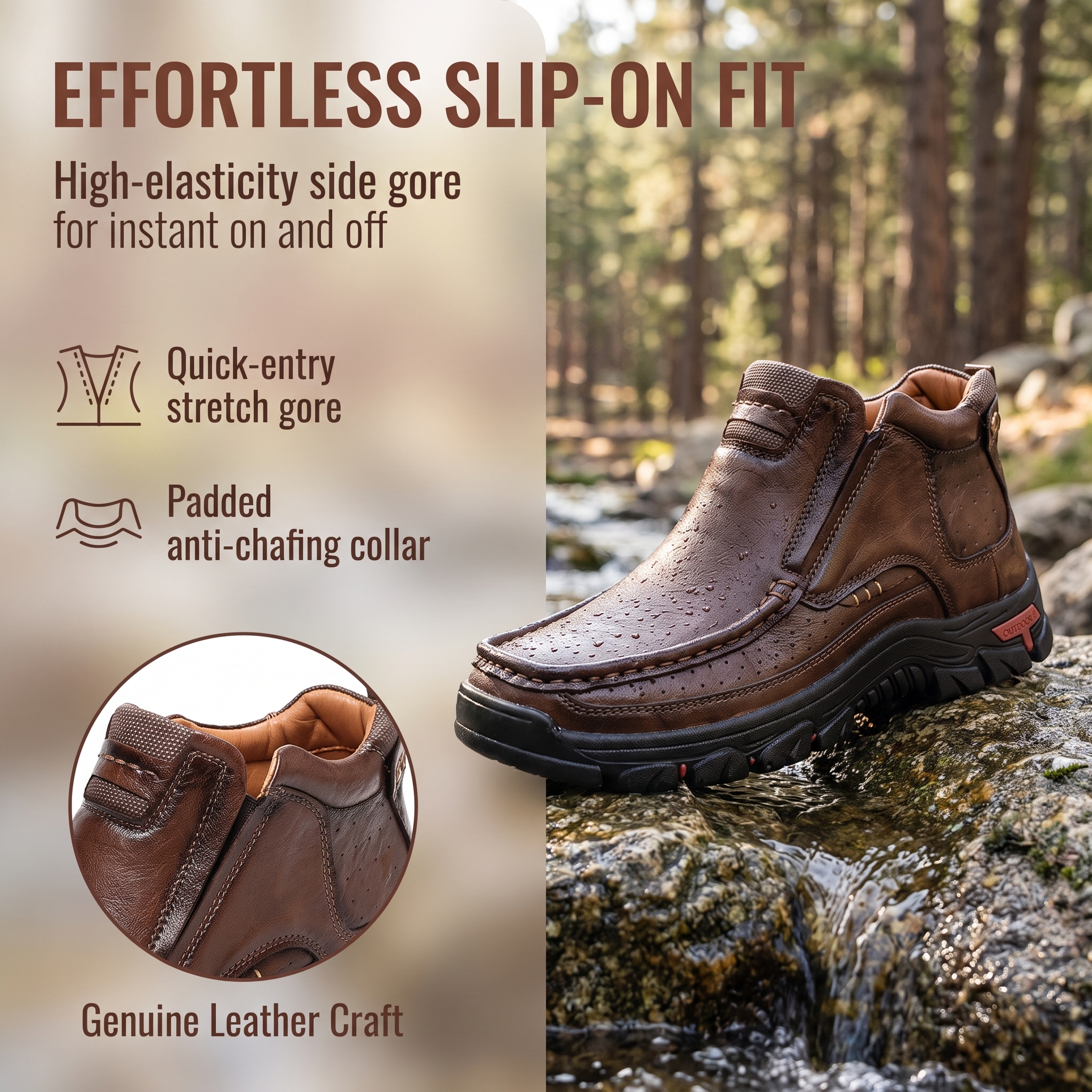 ⏰Last Day! 45% OFF  🔥MANTRAFF®Men's Mid Top Cowhide Slip-On Outdoor Boots
