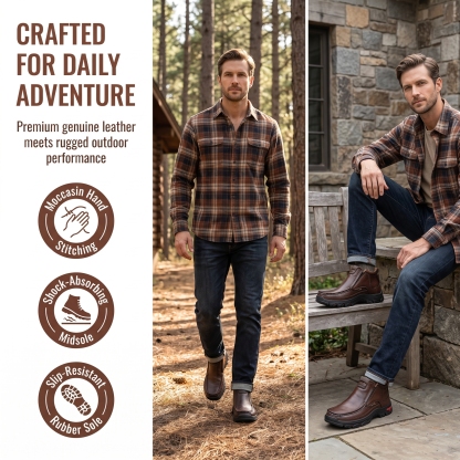 ⏰Last Day! 45% OFF  🔥MANTRAFF®Men's Mid Top Cowhide Slip-On Outdoor Boots