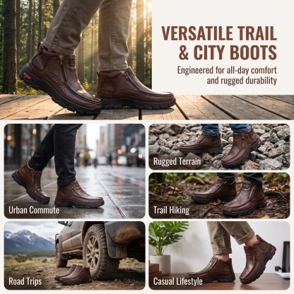 ⏰Last Day! 45% OFF  🔥MANTRAFF®Men's Mid Top Cowhide Slip-On Outdoor Boots