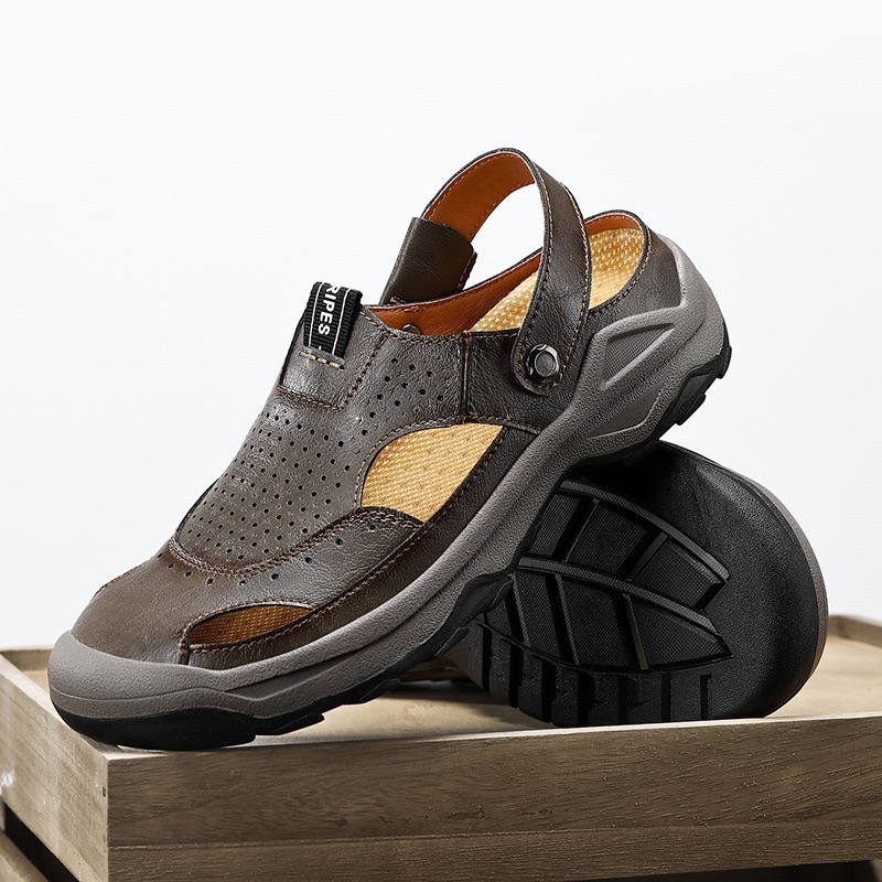 Mens Handcrafted Genuine Leather Orthopedic 2 in 1 Sandals