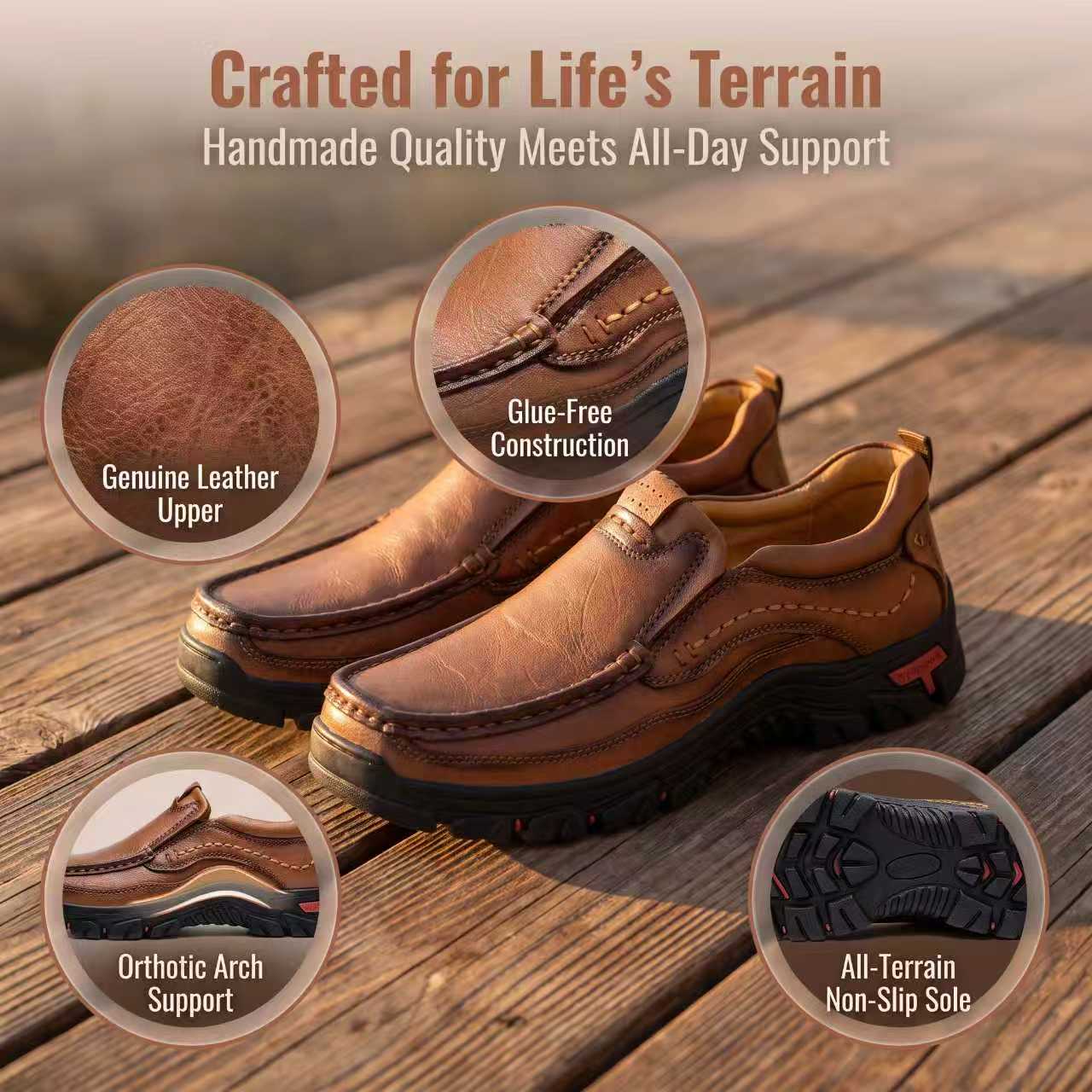 ⏰Last Day!45% OFF 🔥MANTRAFF®Men's Handmade Genuine Leather Orthopedic Walking Shoes