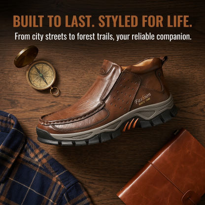 MANTRAFF®Men's Mid Top Cowhide Slip On Outdoor Work Boots