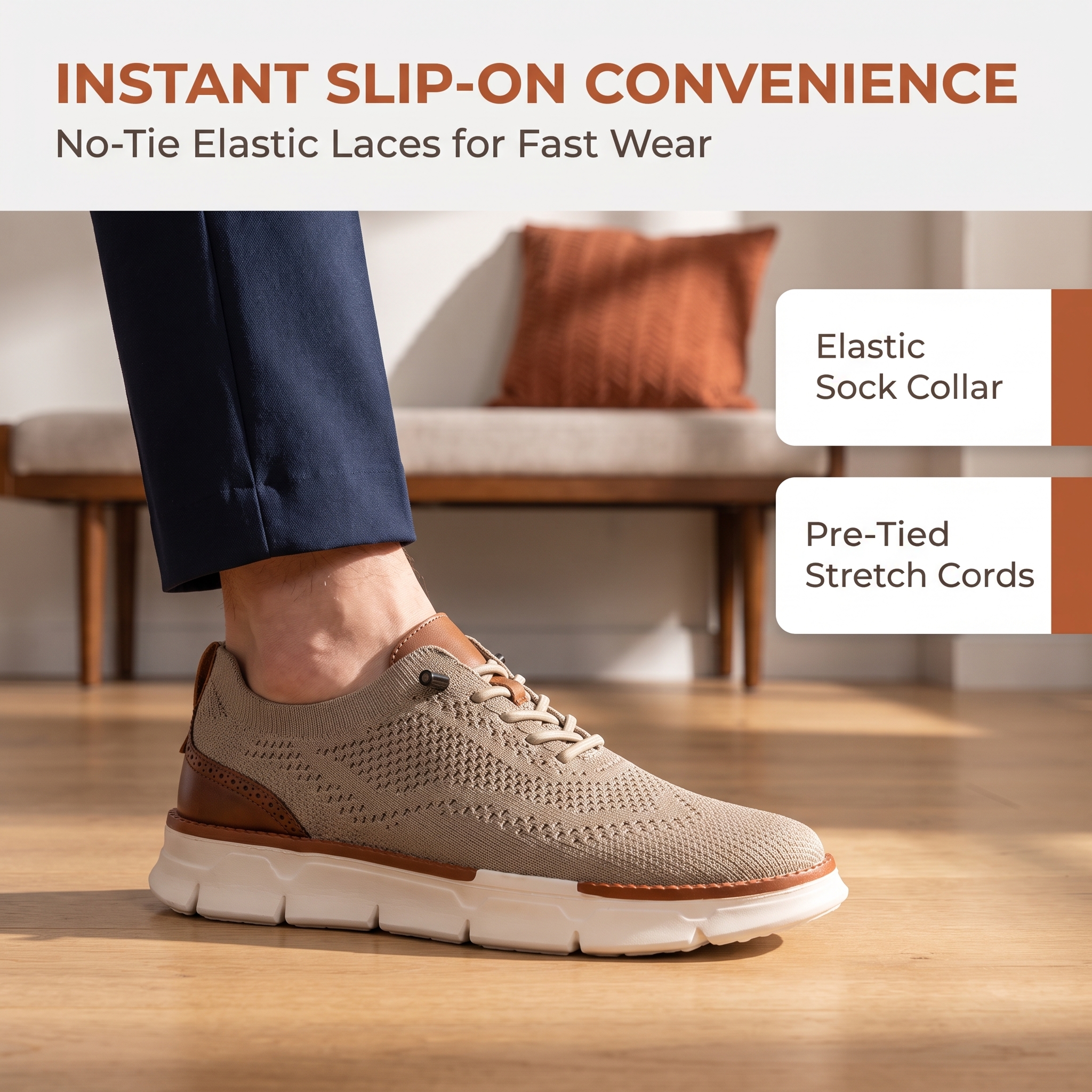 ⏰Last Day! 45% OFF  🔥MANTRAFF®Men's Breathable Knit Casual Dress Shoes Quick Lace-Up Lightweight Walking Shoes