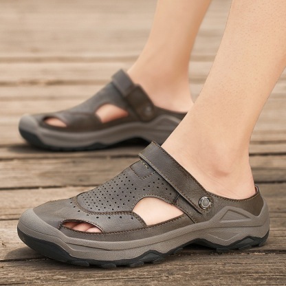 Mens Handcrafted Genuine Leather Orthopedic 2 in 1 Sandals