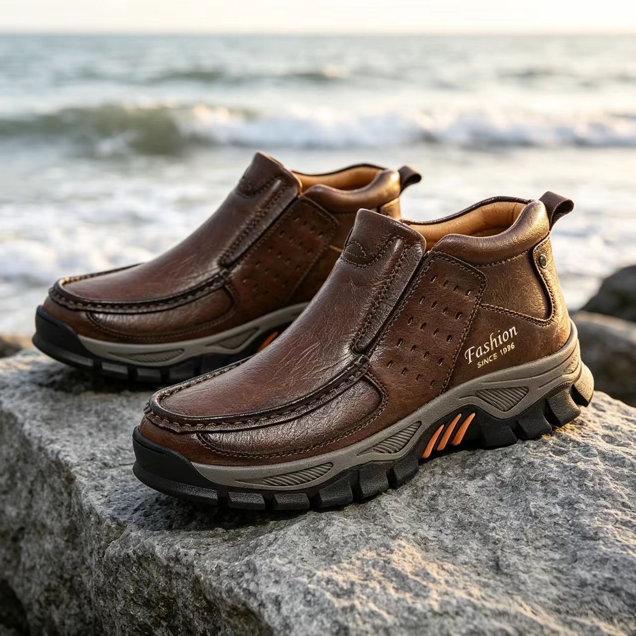 MANTRAFF®Men's Mid Top Cowhide Slip On Outdoor Work Boots