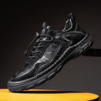 StrideCrafts Men's Leather Loafers - Arch Support & Wide Fit Outdoor Slip-Ons