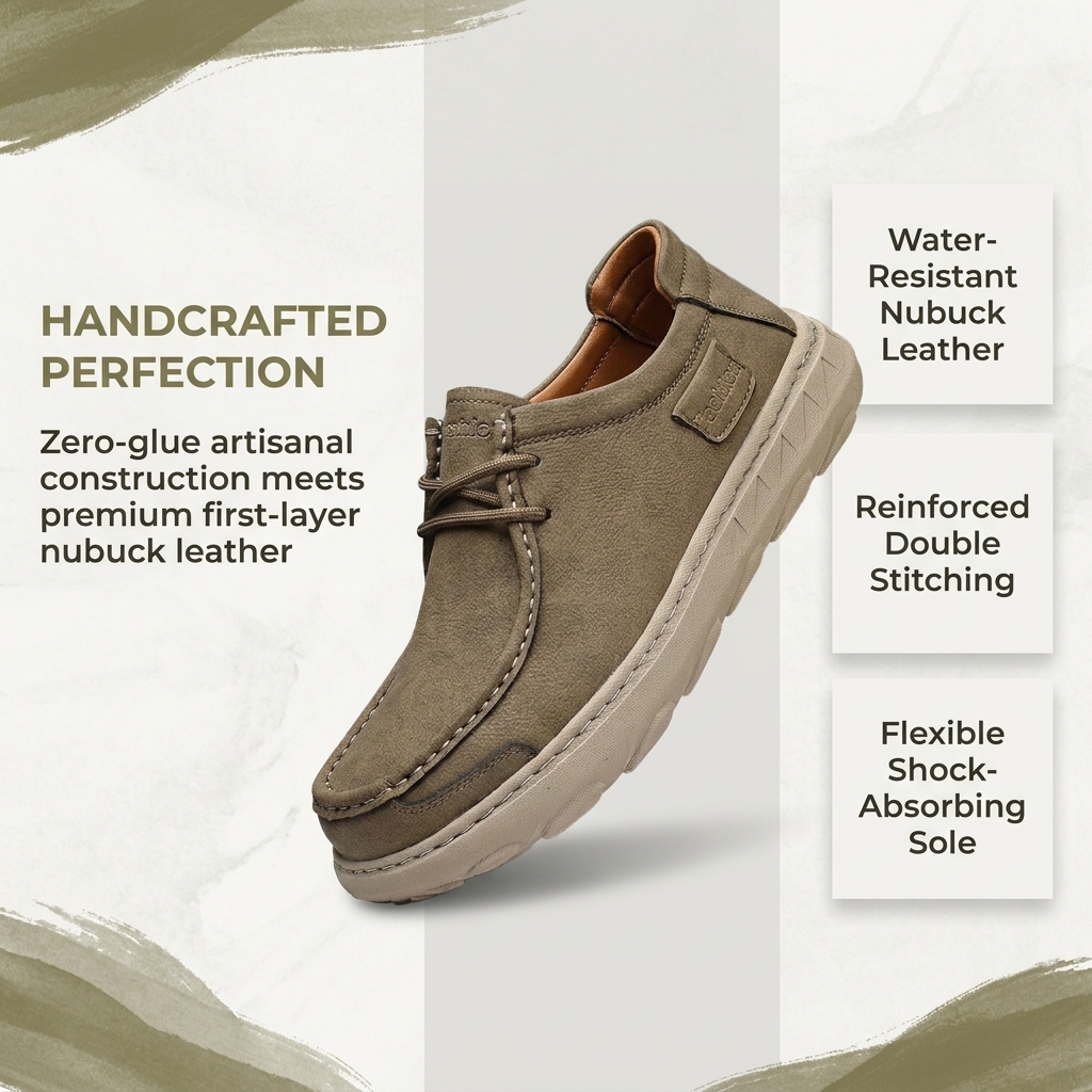 mens handmade genuine leather orthopedic casual shoes