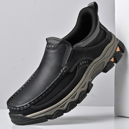 Mens Handcrafted Genuine Leather Orthopedic Outdoor Loafers -Arch Support & Wide Toe Box