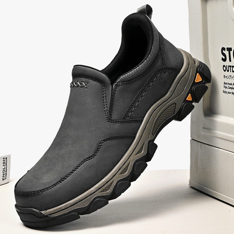 mens genuine leather orthopedic outdoor walking slip-on shooes