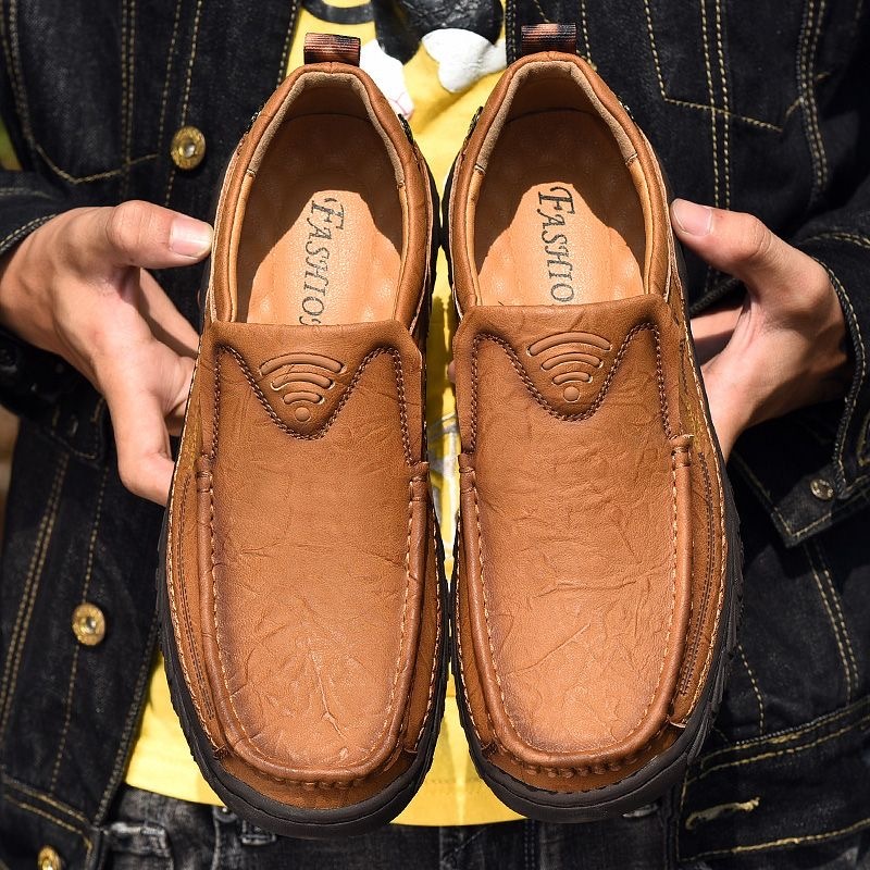 Mens Handcrafted Cowhide Orthopedic Outdoor Loafers 