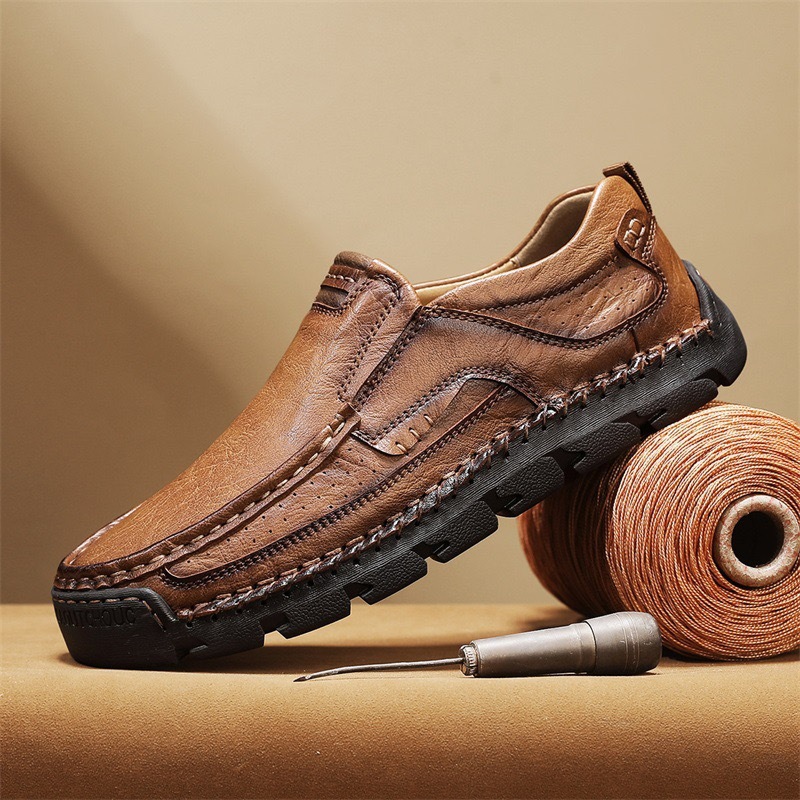 Mens Handcrafted Cowhide Orthopedic Loafers - Wide Toe Box