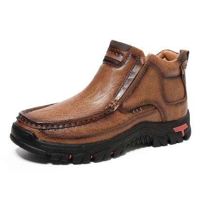 TREADVALE®Men’s Outdoor Hand Sewn Slip-On Full Grain Leather Boots