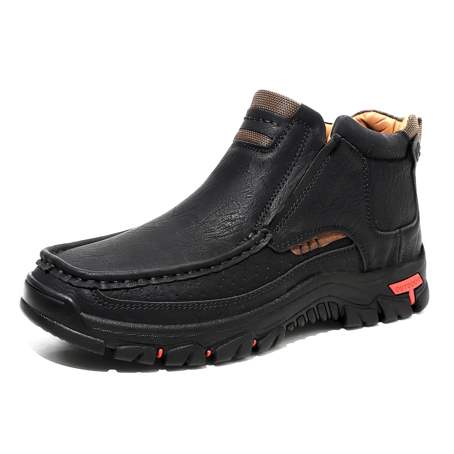 TREADVALE®Men’s Outdoor Hand Sewn Slip-On Full Grain Leather Boots