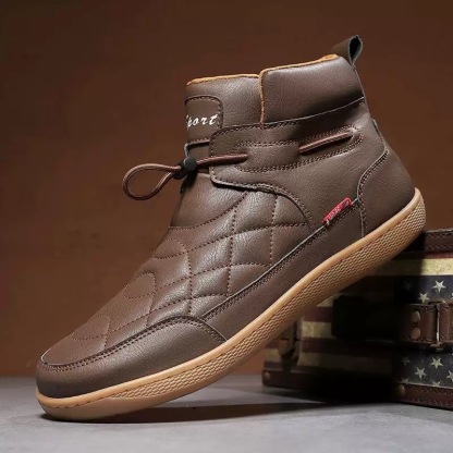 Mens handmade Cowhide Wide-toe Watreproof Orthopedic Walking Boots