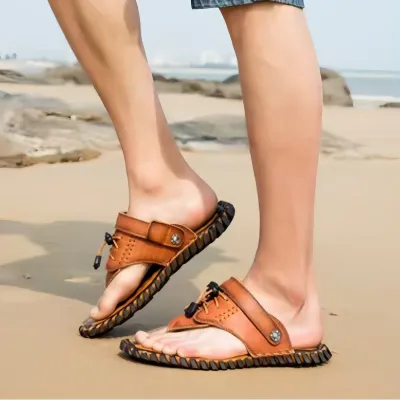  🔥 MANTRAFF®Premium Genuine Leather Men’s Flip Sandals