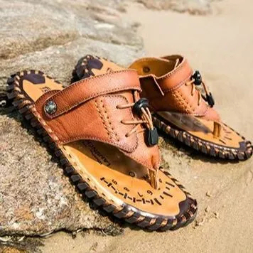 🔥 MANTRAFF®Premium Genuine Leather Men’s Flip Sandals