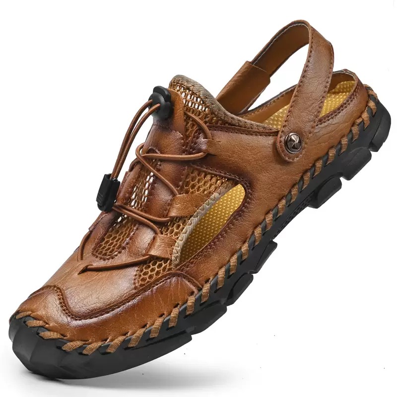 ⏰Last Day! 45% OFF  🔥MANTRAFF®Men's Handmade Genuine Leather Breathable Orthopedic Slip-on Sandals