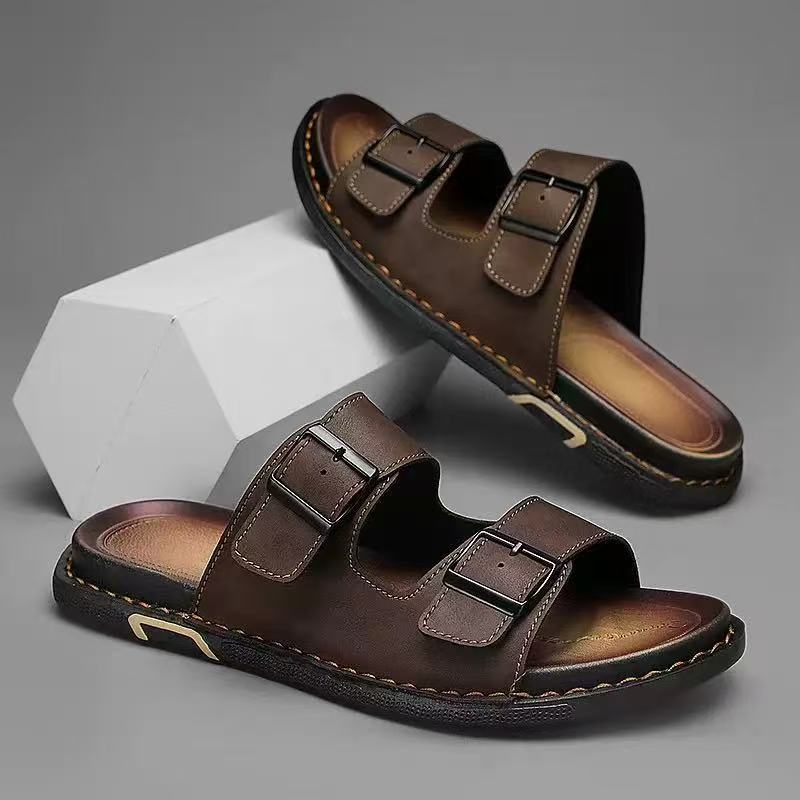 ⏰Last Day! 45% OFF 🔥MANTRAFF®Men's Handmade Genuine Leather Breathable Orthopedic Slip-on Sandals