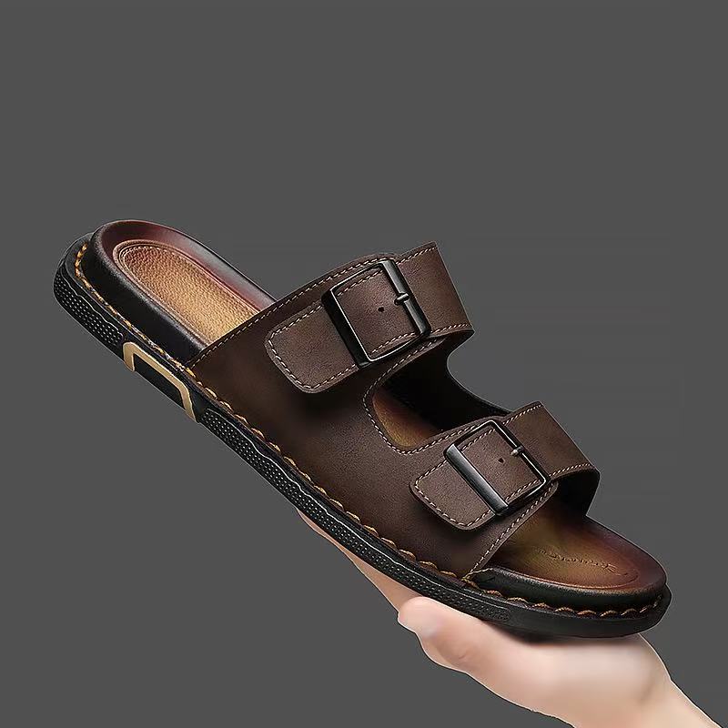 ⏰Last Day! 45% OFF  🔥MANTRAFF®Men's Handmade Genuine Leather Breathable Orthopedic Slip-on Sandals