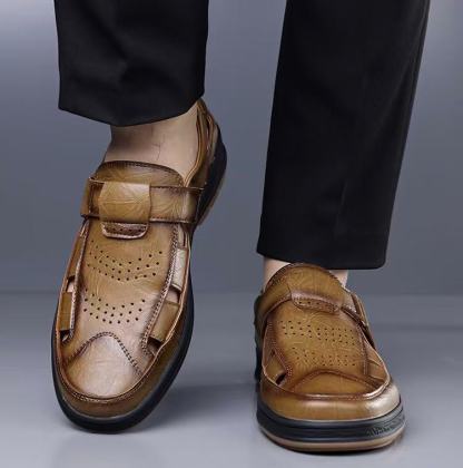 ⏰Last Day! 45% OFF  🔥MANTRAFF®Men's Handmade Genuine Leather Breathable Orthopedic Slip-on Sandals