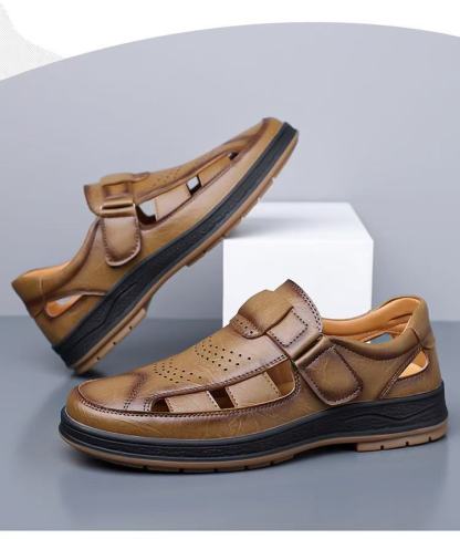 ⏰Last Day! 45% OFF  🔥MANTRAFF®Men's Handmade Genuine Leather Breathable Orthopedic Slip-on Sandals