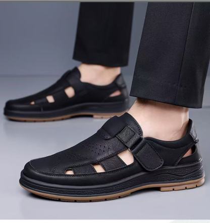 ⏰Last Day! 45% OFF  🔥MANTRAFF®Men's Handmade Genuine Leather Breathable Orthopedic Slip-on Sandals