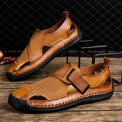 ⏰Last Day! 45% OFF  🔥MANTRAFF®Men's Handmade Genuine Leather Breathable Orthopedic Slip-on Sandals
