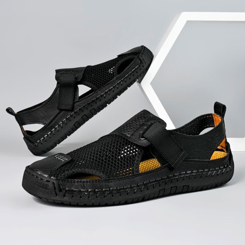 ⏰Last Day! 45% OFF  🔥MANTRAFF®Men's Handmade Genuine Leather Breathable Orthopedic Slip-on Sandals