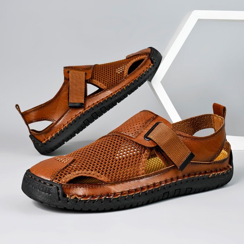 ⏰Last Day! 45% OFF  🔥MANTRAFF®Men's Handmade Genuine Leather Breathable Orthopedic Slip-on Sandals