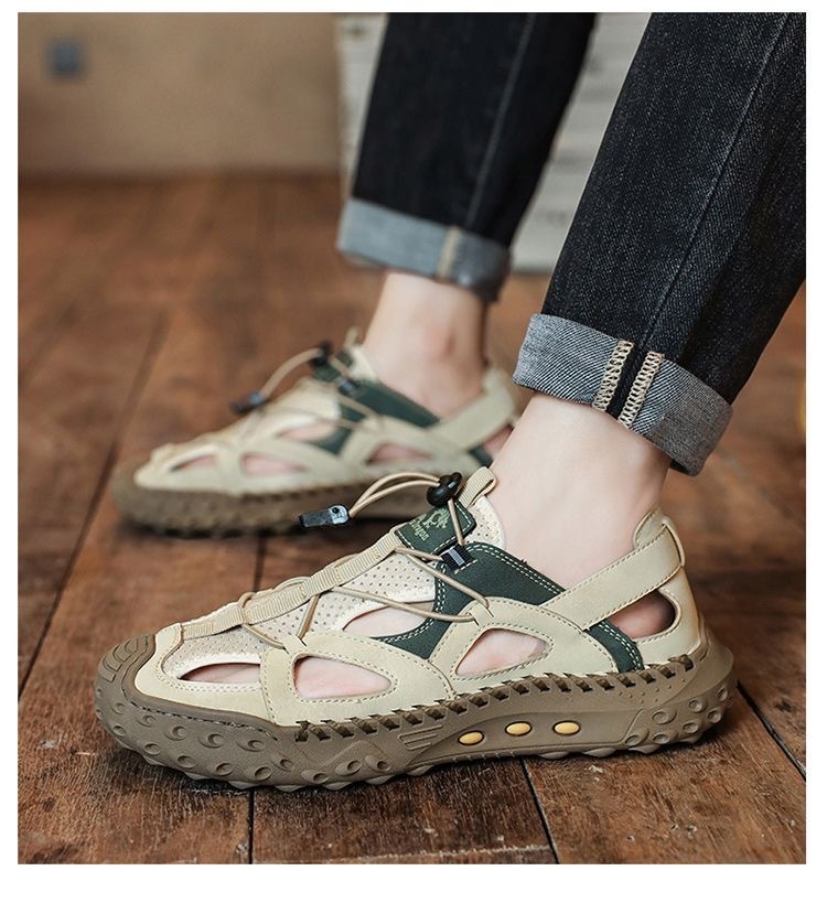 ⏰Last Day! 45% OFF  🔥MANTRAFF®Men's Handmade Genuine Leather Breathable Orthopedic Slip-on Sandals