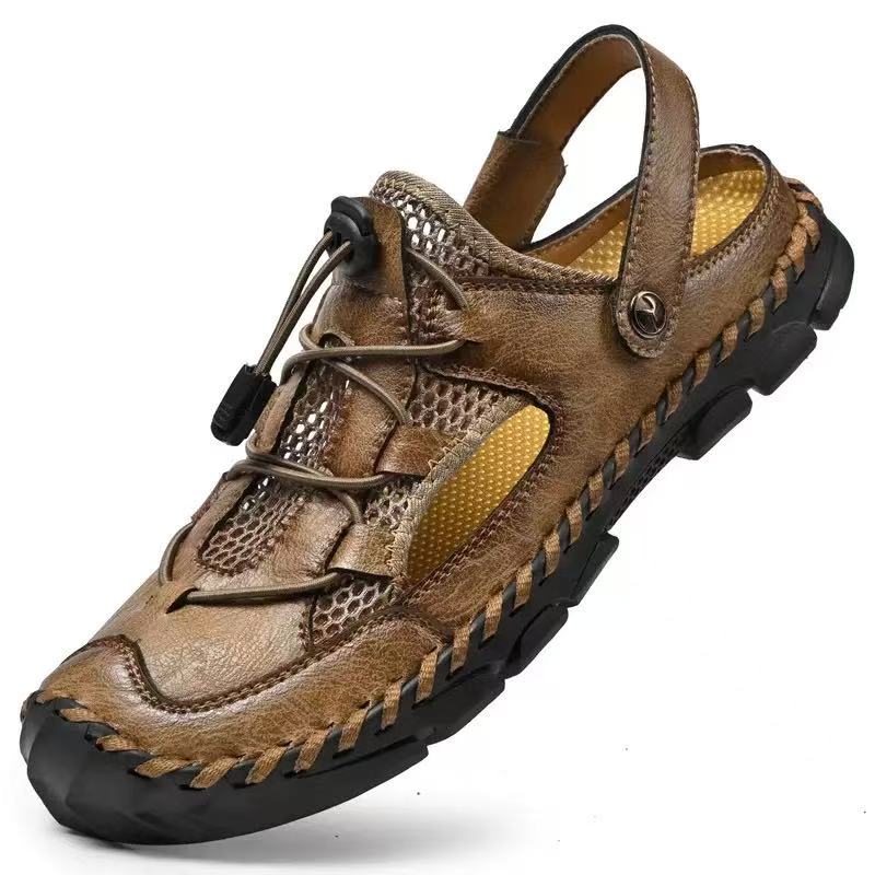 ⏰Last Day! 45% OFF  🔥MANTRAFF®Men's Handmade Genuine Leather Breathable Orthopedic Slip-on Sandals