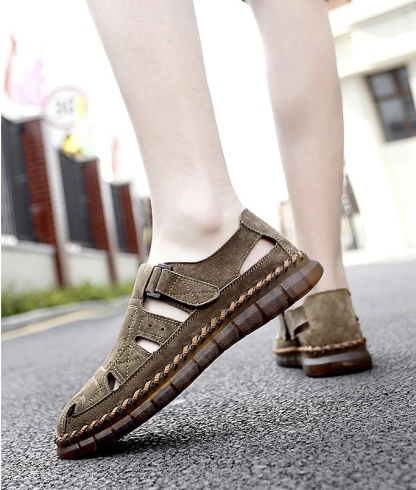 ⏰Last Day! 45% OFF  🔥MANTRAFF®Men's Handmade Genuine Leather Breathable Orthopedic Slip-on Sandals