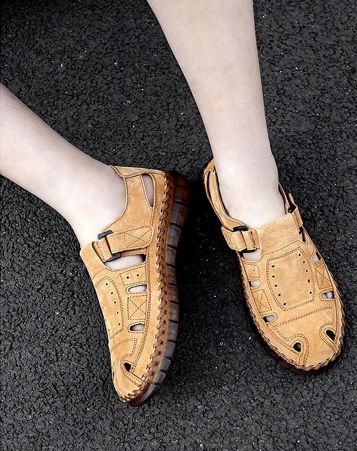⏰Last Day! 45% OFF  🔥MANTRAFF®Men's Handmade Genuine Leather Breathable Orthopedic Slip-on Sandals