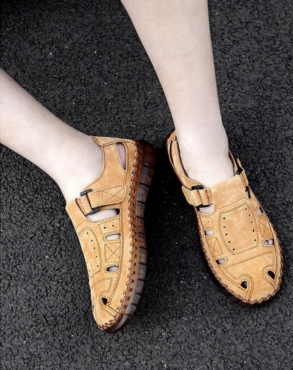 ⏰Last Day! 45% OFF  🔥MANTRAFF®Men's Handmade Genuine Leather Breathable Orthopedic Slip-on Sandals