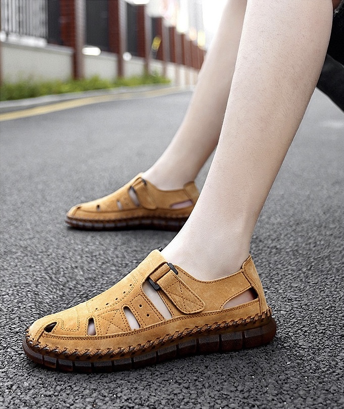 ⏰Last Day! 45% OFF  🔥MANTRAFF®Men's Handmade Genuine Leather Breathable Orthopedic Slip-on Sandals