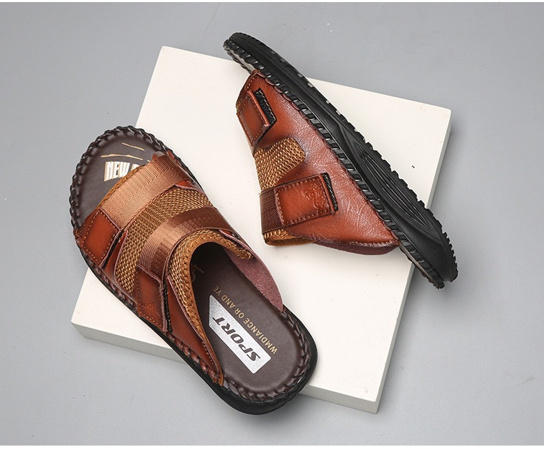 ⏰Last Day! 45% OFF  🔥MANTRAFF®Men's Handmade Genuine Leather Breathable Orthopedic Slip-on Sandals