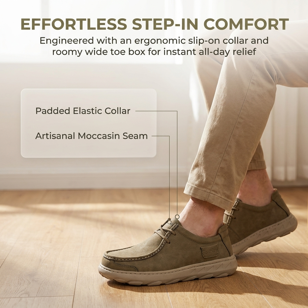 mens handmade genuine leather orthopedic casual shoes