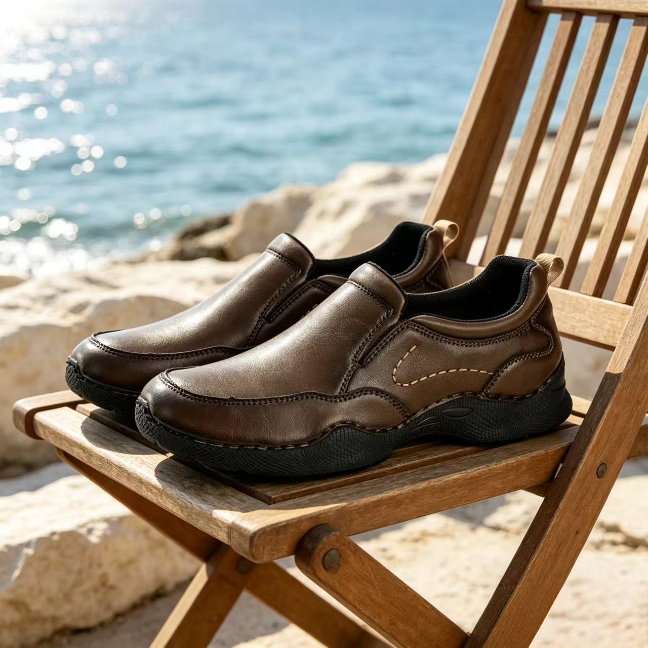 ⏰Last Day! 45% OFF  🔥MANTRAFF®Men's Full-Grain Leather Slip-On Outdoor Casual Shoes