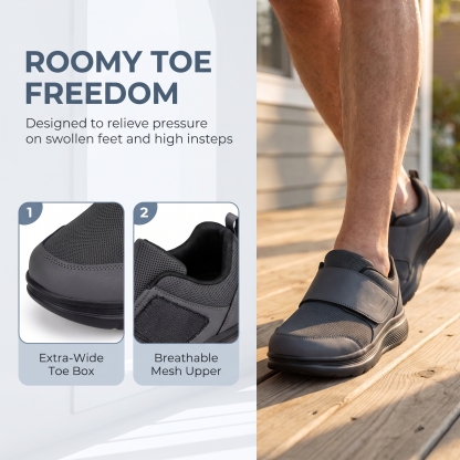 ⏰Last Day! 45% OFF  🔥MANTRAFF®Men’s Easy On‑Off Orthopedic Walking Shoes | Adjustable Hook‑and‑Loop Strap Sneakers