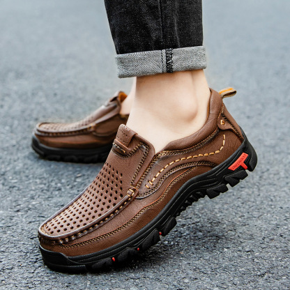 ⏰Last Day!45% OFF 🔥MANTRAFF®Men's Handcrafted Genuine Leather Perforated Casual Loafers