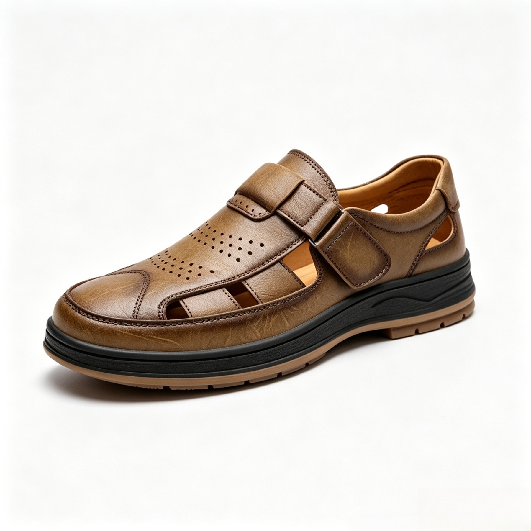 ⏰Last Day! 45% OFF  🔥MANTRAFF®Men's Handmade Genuine Leather Breathable Orthopedic Slip-on Sandals
