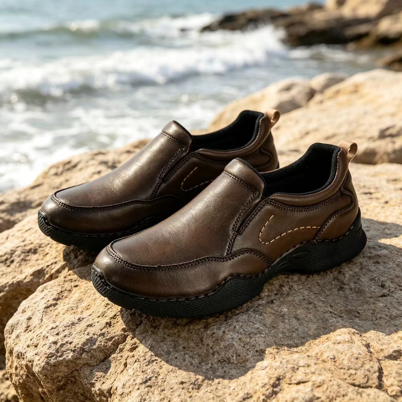 ⏰Last Day! 45% OFF  🔥MANTRAFF®Men's Full-Grain Leather Slip-On Outdoor Casual Shoes